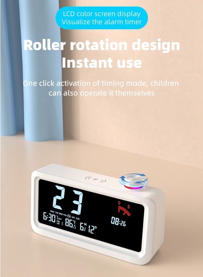 Visual Alarm Clock Timer for Kids Boys Girls with 4-Color Countdown Timer, LCD Display, Temperature Date, Silent Operation, 3 Alarms, Snooze, Type-C Charging for Birthday And Gift，Studying/Office/Sleeping/Cooking - Image 2